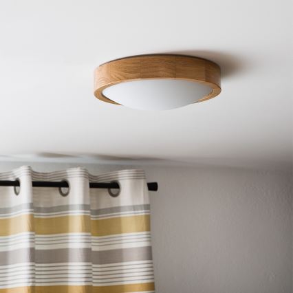 Brilagi - LED-стельовий світильник CARVALHO SLIM 1xE27/15W/230V, дуб, діаметр 27 см