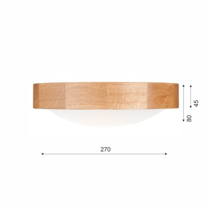 Brilagi - LED-стельовий світильник CARVALHO SLIM 1xE27/15W/230V, дуб, діаметр 27 см