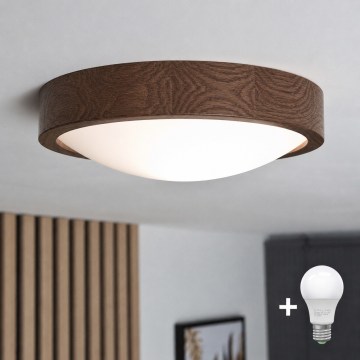 Brilagi - LED стельовий світильник CARVALHO SLIM 1xE27/15W/230V дуб-горіх діам. 27 см