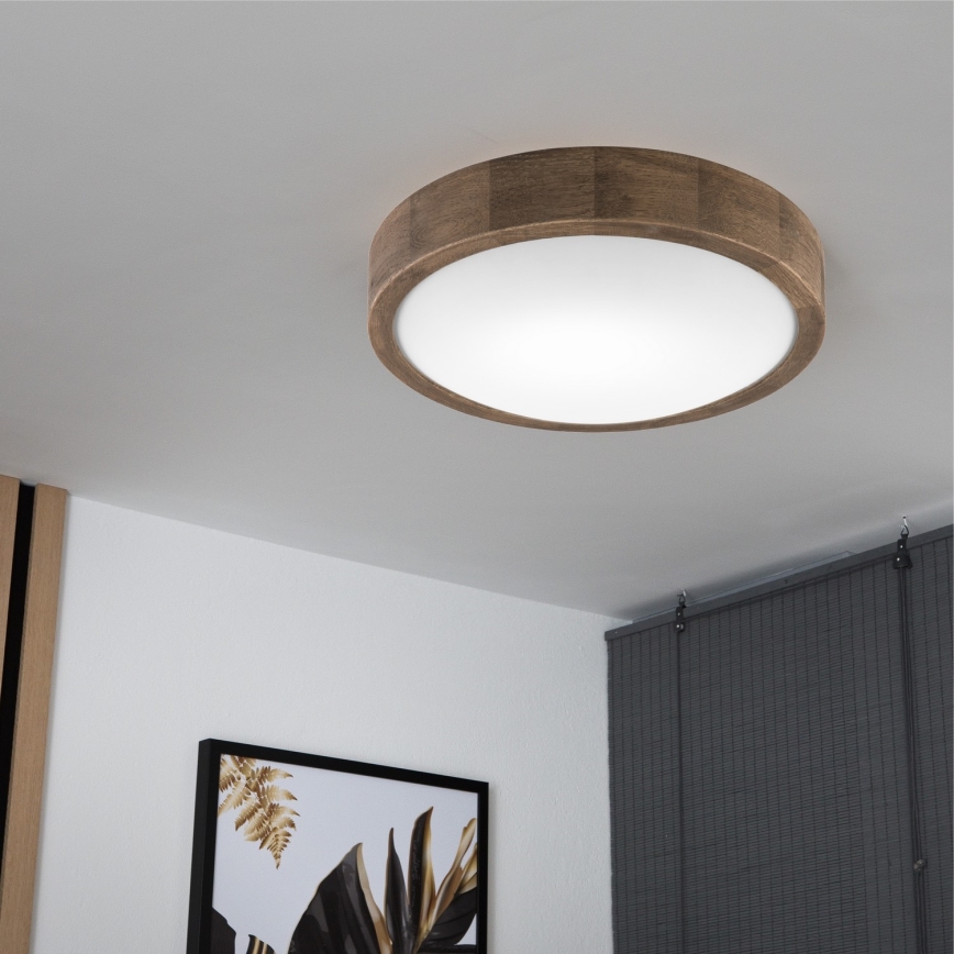 BRILAGI - LED стельовий світильник CARVALHO SLIM 1xE27/15W/230V дуб-горіх діам. 27 см