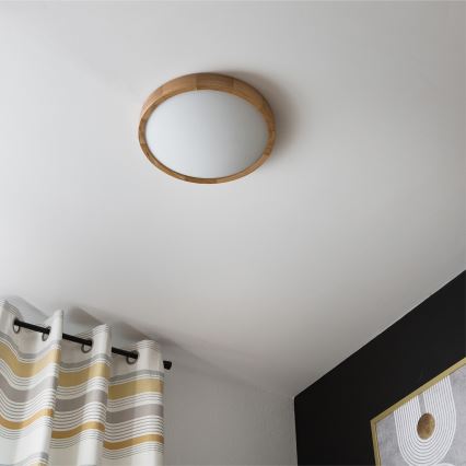 Brilagi - LED-стельовий світильник CARVALHO SLIM 2xE27/30W/230V, дуб, діаметр 37 см