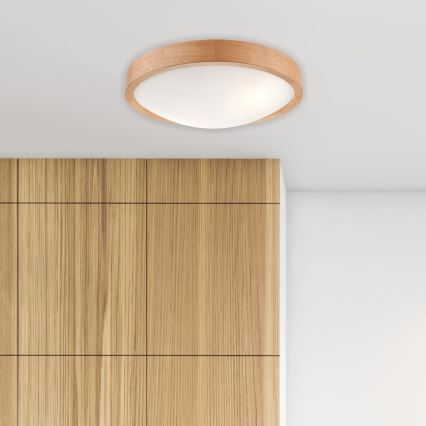 Brilagi - LED-стельовий світильник CARVALHO SLIM 2xE27/30W/230V, дуб, діаметр 37 см