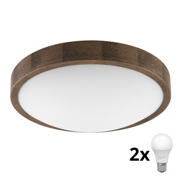 Brilagi - LED Стельовий світильник CARVALHO SLIM 2xE27/60W/230V дуб діаметр 37 см