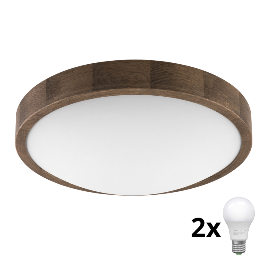 Brilagi - LED Стельовий світильник CARVALHO SLIM 2xE27/60W/230V дуб діаметр 37 см