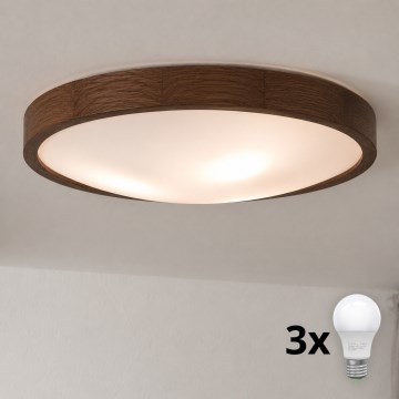 Brilagi - LED стельовий світильник CARVALHO SLIM 3xE27/15W/230V дуб горіх діам. 47 cm