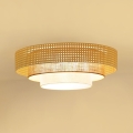 BRILAGI - LED-стельовий світильник CEDAR LUNETA LED/26W/230V діам. 60 см ротанг/коричневий/кремовий