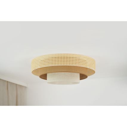 Brilagi - LED-стельовий світильник CEDAR LUNETA LED/26W/230V діам. 60 см ротанг/коричневий/кремовий
