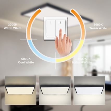 Brilagi - LED стельовий світильник для ванної кімнати FRAME LED/96W/230V 120x60 cm 3000/4000/6000K IP44 чорний