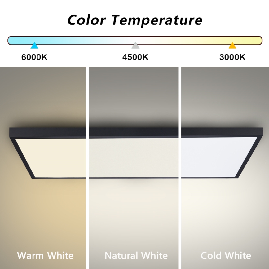 Brilagi - LED стельовий світильник для ванної кімнати FRAME LED/96W/230V 120x60 cm 3000/4000/6000K IP44 чорний