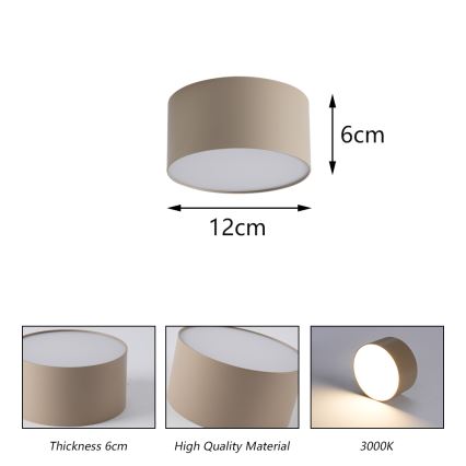 Брілагі - світлодіодний стельовий світильник для ванної кімнати ФОРІС, 14 Вт/230 В, діаметр 12 см, бежевий, IP44