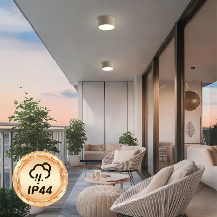 Брілагі — світлодіодний стельовий світильник для ванної кімнати ФОРІС, 9 Вт/230 В, діаметр 9 см, бежевий, ступінь захисту IP44, індекс передачі кольору CRI 90