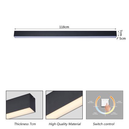 Brilagi - LED стельовий світильник для ванної кімнати SLEEKLINE LED/40W/230V 3000/4500/6000K чорний IP44