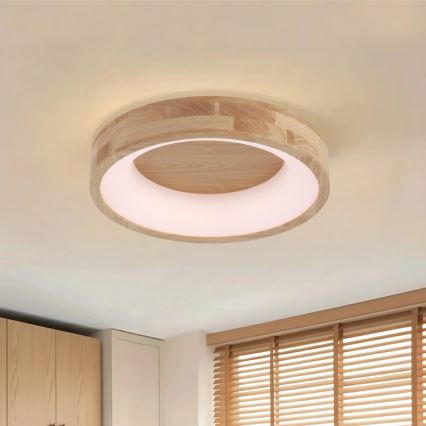Brilagi - LED-стельовий світильник FALCON WOOD, 30 Вт, 230 В, 3000/4000/6000 К, діаметр 45 см, дерев'яний