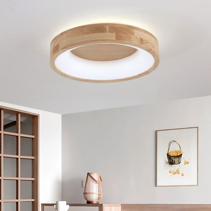Brilagi - LED-стельовий світильник FALCON WOOD, 30 Вт, 230 В, 3000/4000/6000 К, діаметр 45 см, дерев'яний