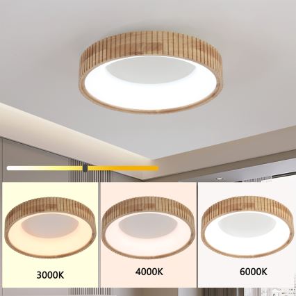 Brilagi - LED стельовий світильник FALCON WOOD MODERN LED/30 Вт/230 В 3000/4000/6000 К діаметр 45 см дерев'яний