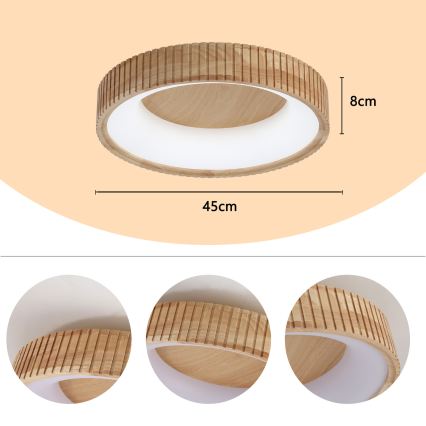 Brilagi - LED стельовий світильник FALCON WOOD MODERN LED/30 Вт/230 В 3000/4000/6000 К діаметр 45 см дерев'яний