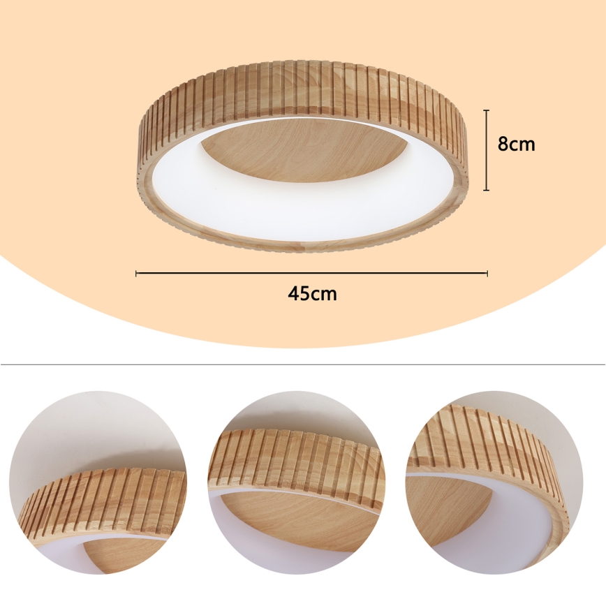 Brilagi - LED стельовий світильник FALCON WOOD MODERN LED/30 Вт/230 В 3000/4000/6000 К діаметр 45 см дерев'яний