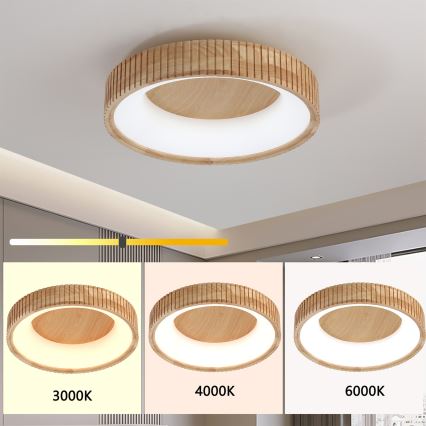 Brilagi - LED стельовий світильник FALCON WOOD MODERN LED/30 Вт/230 В 3000/4000/6000 К діаметр 45 см дерев'яний