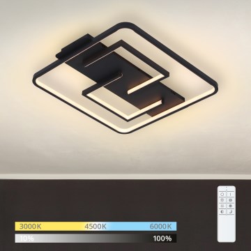 Brilagi - LED стельовий світильник FLARE LED/34W/230V 3000-6000K 48x48 cm з регулюванням яскравості, чорний + пульт дистанційного керування