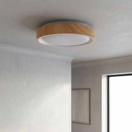 Brilagi - LED стельовий світильник FLOCO LED/24W/230V Ø 30 см з декором під дерево/білий