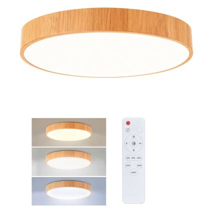 Brilagi - LED затемнюваний стельовий світильник POOL LED/36 Вт/230 В 3000-6000 К діаметр 30 см декор під дерево + пульт дистанційного керування
