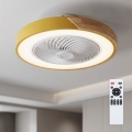 Brilagi - LED стельовий світильник із вентилятором і регулюванням яскравості LED/38W/230V 3000-6500K діам. 50 см золото/дуб + пульт дистанційного керування