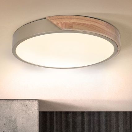 BRILAGI - LED стельовий світильник PILANA LED/24W/230V дуб/бежевий діаметр 30 см