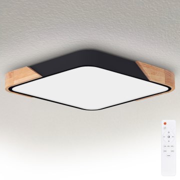 Brilagi - LED стельовий світильник PILANA з регулюванням яскравості LED/60W/230V 3000-6500K дуб/чорний 56x56 см + пульт дистанційного керування