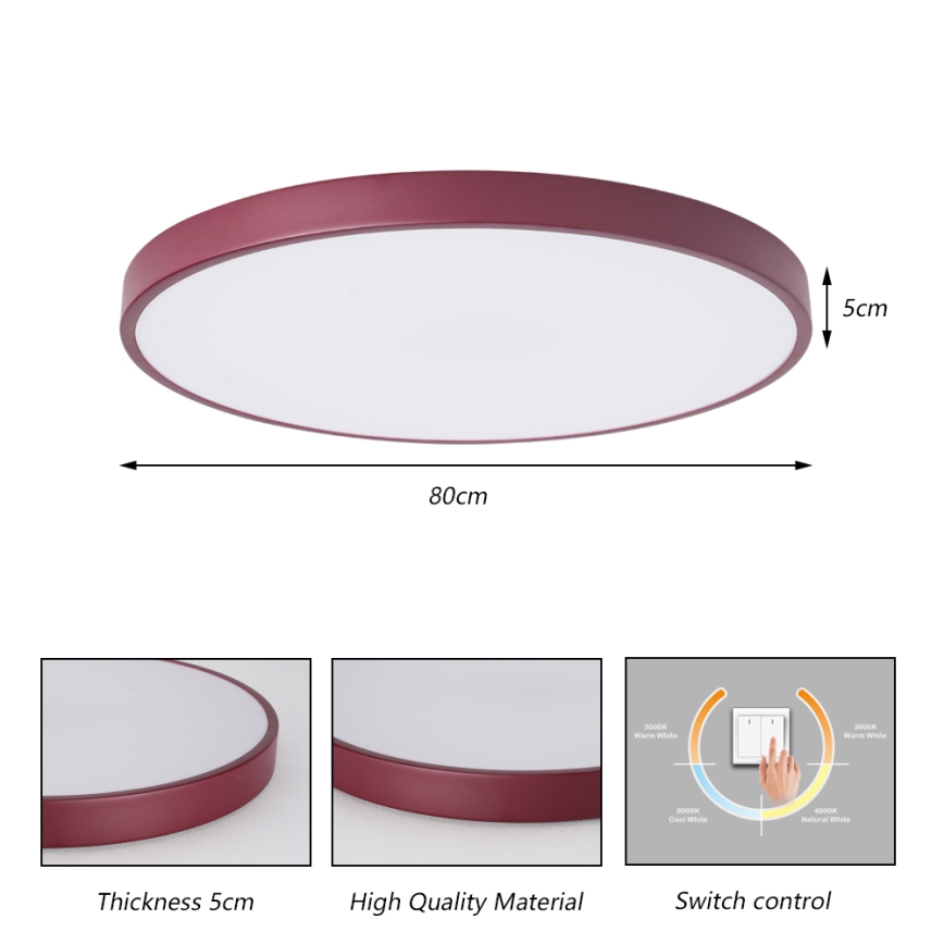 Brilagi - LED стельовий світильник POOL LED/100W/230V 3000/4000/6000K діаметр 80 см бордовий
