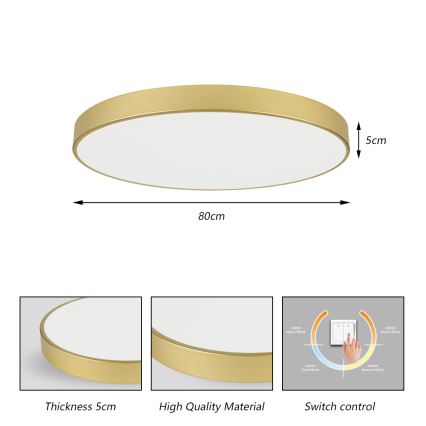 BRILAGI - LED стельовий світильник POOL, 100 Вт, 230 В, 3000/4000/6000 К, діаметр 80 см, золотий