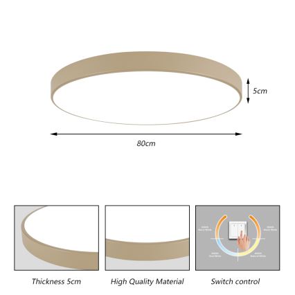 Brilagi - LED-стельовий світильник POOL LED/100 Вт/230 В 3000/4500/6000K діаметр 80 см бежевий