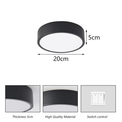 Brilagi - LED стельовий світильник POOL LED/18W/230V 3000/4500/6000K діам. 20 cm чорний