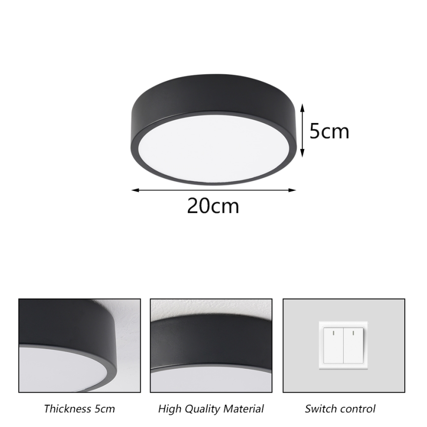 Brilagi - LED стельовий світильник POOL LED/18W/230V 3000/4500/6000K діам. 20 cm чорний