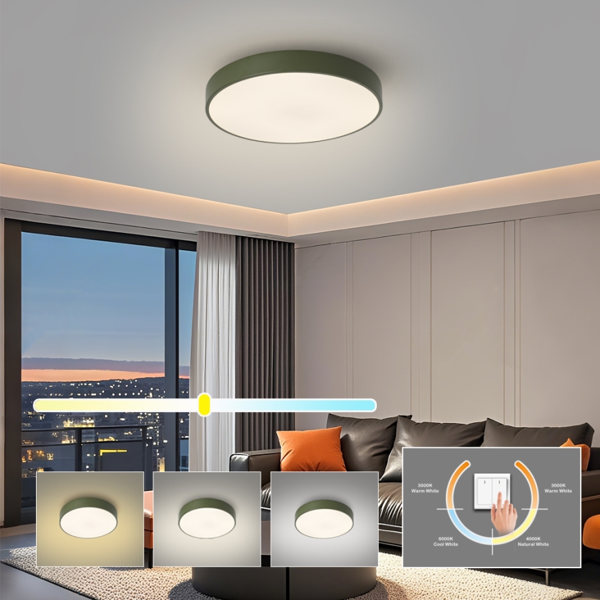 Brilagi - LED стельовий світильник POOL LED/36W/230V 3000/4000/6000K діам. 30 см зелений