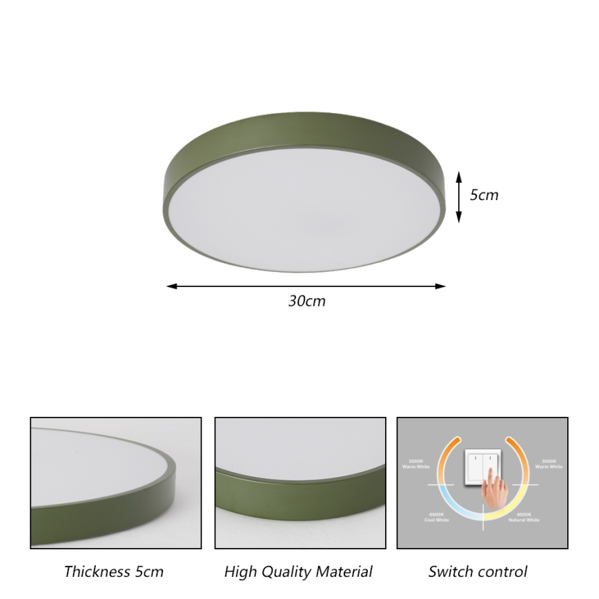 Brilagi - LED стельовий світильник POOL LED/36W/230V 3000/4000/6000K діам. 30 см зелений