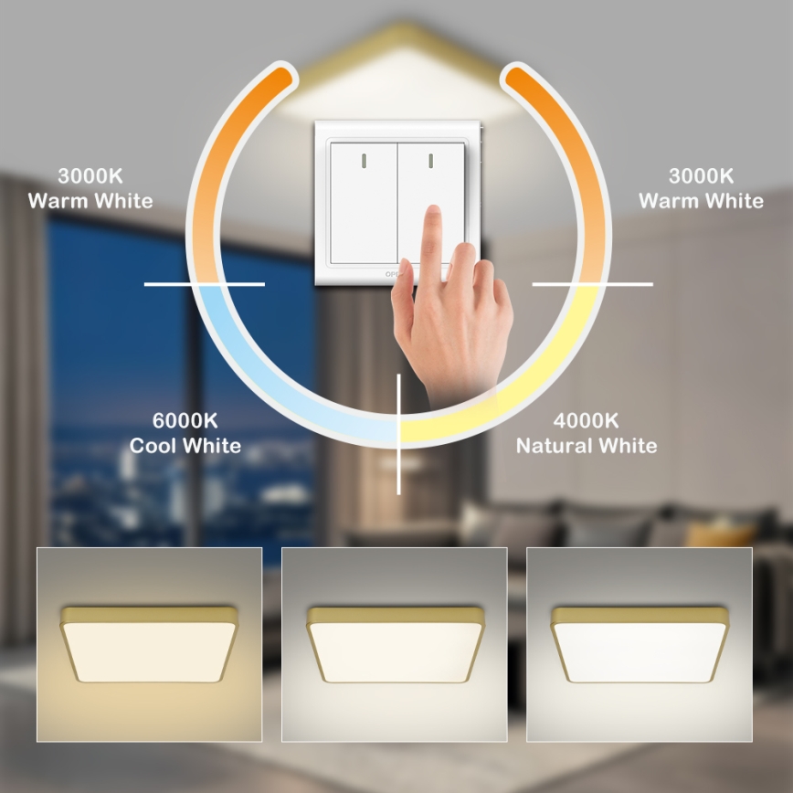 Brilagi - LED стельовий світильник POOL LED/36W/230V 3000/4500/6000K 40x40 см золотистий