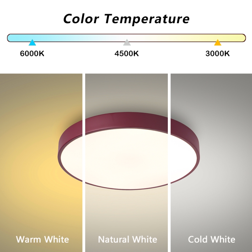 Brilagi - LED-стельовий світильник POOL LED/48W/230V 3000/4000/6000K діам. 40 см бордовий