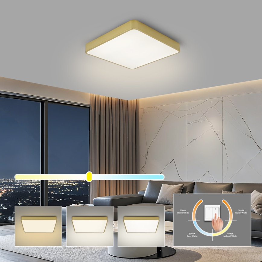 Brilagi - LED-стельовий світильник POOL LED/48 Вт/230 В 3000/4500/6000 К 50x50 см золотистий