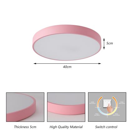 Brilagi - LED стельовий світильник POOL LED/48W/230V 3000/4000/6000K діам. 40 cm рожевий