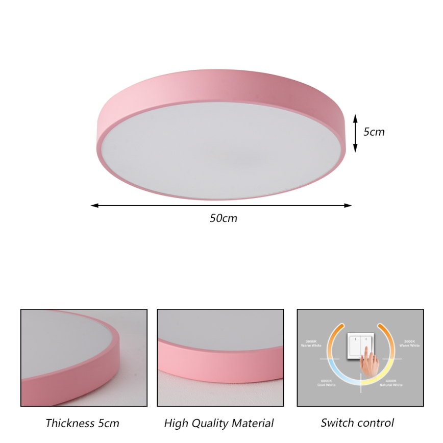 Brilagi - LED стельовий світильник POOL LED/60 Вт/230 В 3000/4000/6000 К діам. 50 см рожевий
