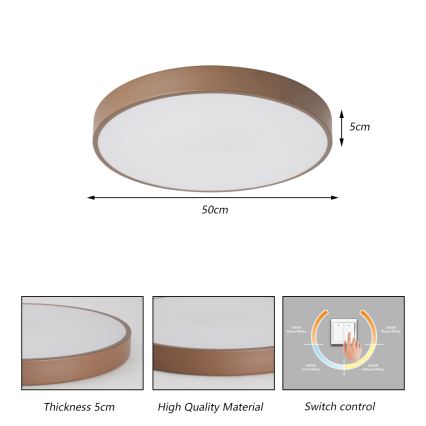 Brilagi - світлодіодний стельовий світильник POOL LED/60Вт/230В 3000/4000/6000K діаметр 50 см коричневий