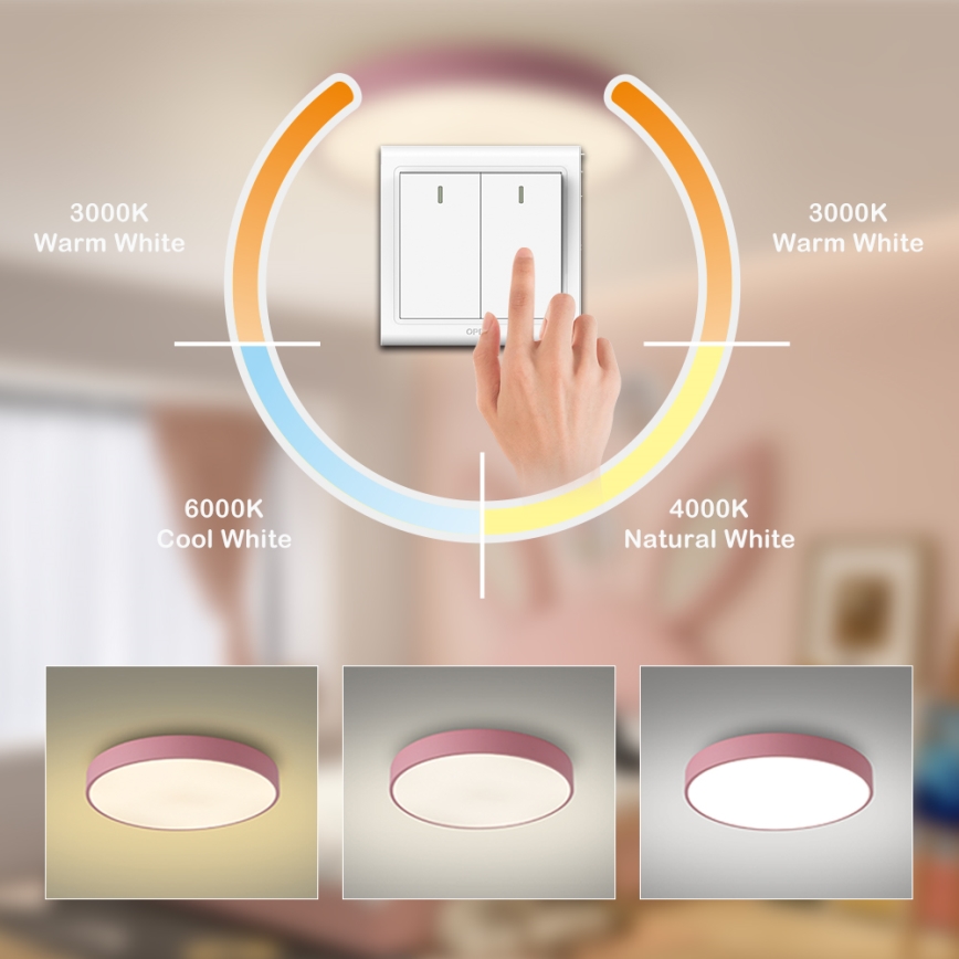 Brilagi - LED стельовий світильник POOL, LED 60 Вт / 230 В, 3000/4000/6000K, діаметр 60 см, рожевий