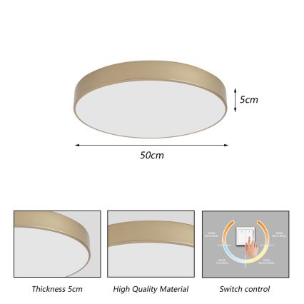 BRILAGI - LED стельовий світильник POOL LED/60W/230V 3000/4000/6000K діаметр 50 cm золотистий
