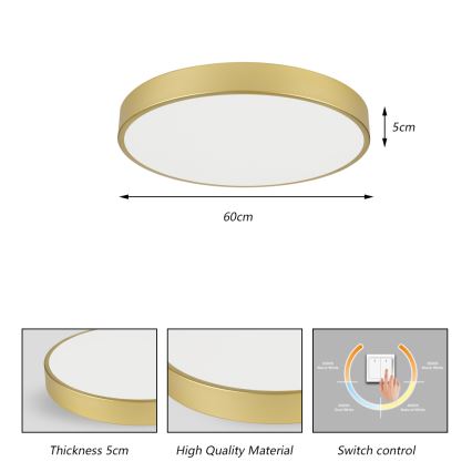 Brilagi - LED стельовий світильник POOL LED/60W/230V 3000/4500/6000K діаметр 60 см золотий
