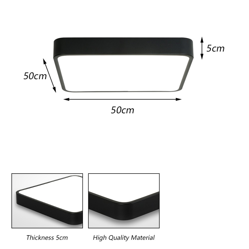 Brilagi - LED стельовий світильник POOL SQUARE LED/48W/230V 3000/4500/6000K 50x50 см чорний