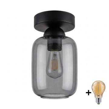 BRILAGI - LED стельовий світильник RETRO GLASS 1xE27/60W/230V, діаметр 14 см, чорний/димчасто-сірий