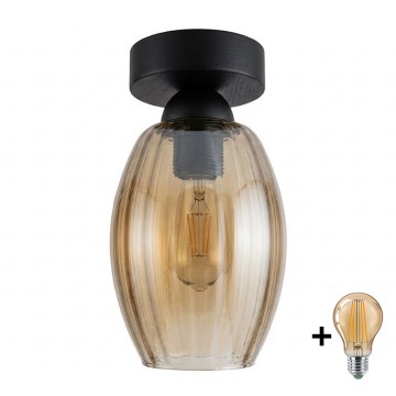 BRILAGI - LED стельовий світильник RETRO GLASS 1xE27/60W/230V діаметр 17 см чорний/димчасто-бежевий
