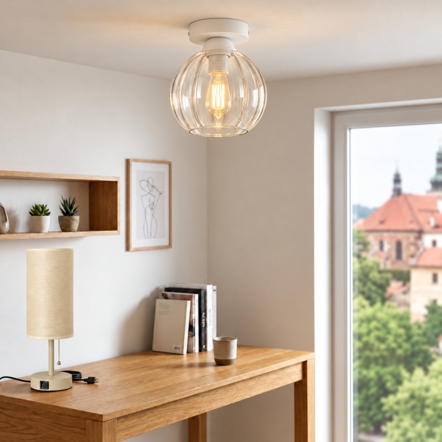 BRILAGI - LED стельовий світильник RETRO GLASS 1xE27/60W/230V діаметр 18 см білий/прозорий