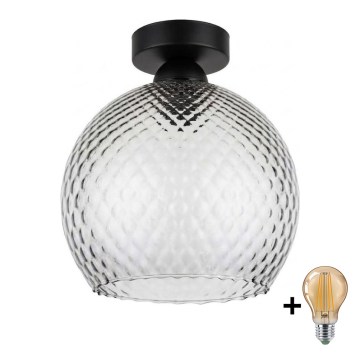 BRILAGI - LED стельовий світильник RETRO GLASS 1xE27/60W/230V діаметр 25 см чорний/димчасто-сірий