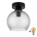 BRILAGI - LED стельовий світильник RETRO GLASS 1xE27/60W/230V Ø 18 см чорний/димчасто-сірий